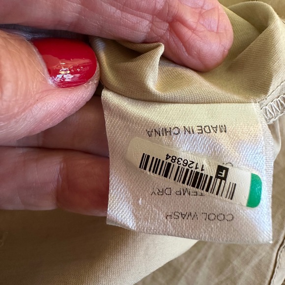 Caryn Lawn Beige Ruffle Collar Button Front Long Sleeve Shirt Top Women's - Picture 11 of 12